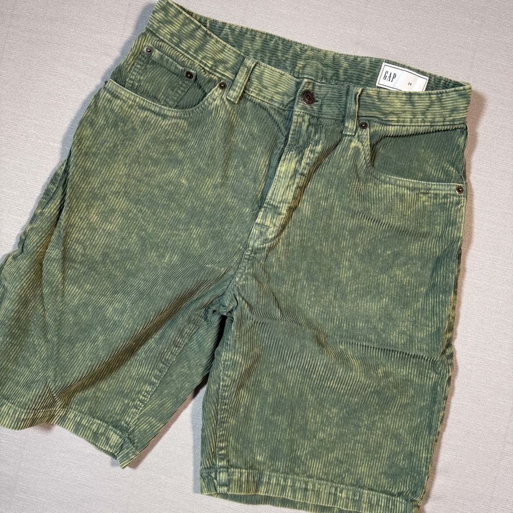 Gap Washed Cord Carpenter Shorts Twig Green 28 Mens Retro Wash Streetwear